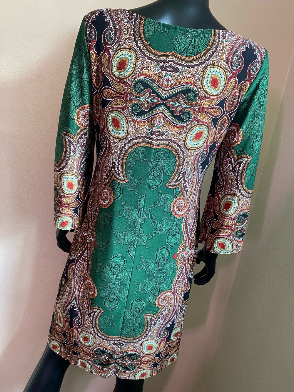 Ronni Nicole Green Paisley Print Shift Dress - Picture 6 of 8
